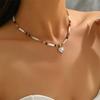 Bohemian Elegant Adjustable Heart Pendant Clavicle Necklace With Imitation Pearls For Women Girls Jewelry Gift