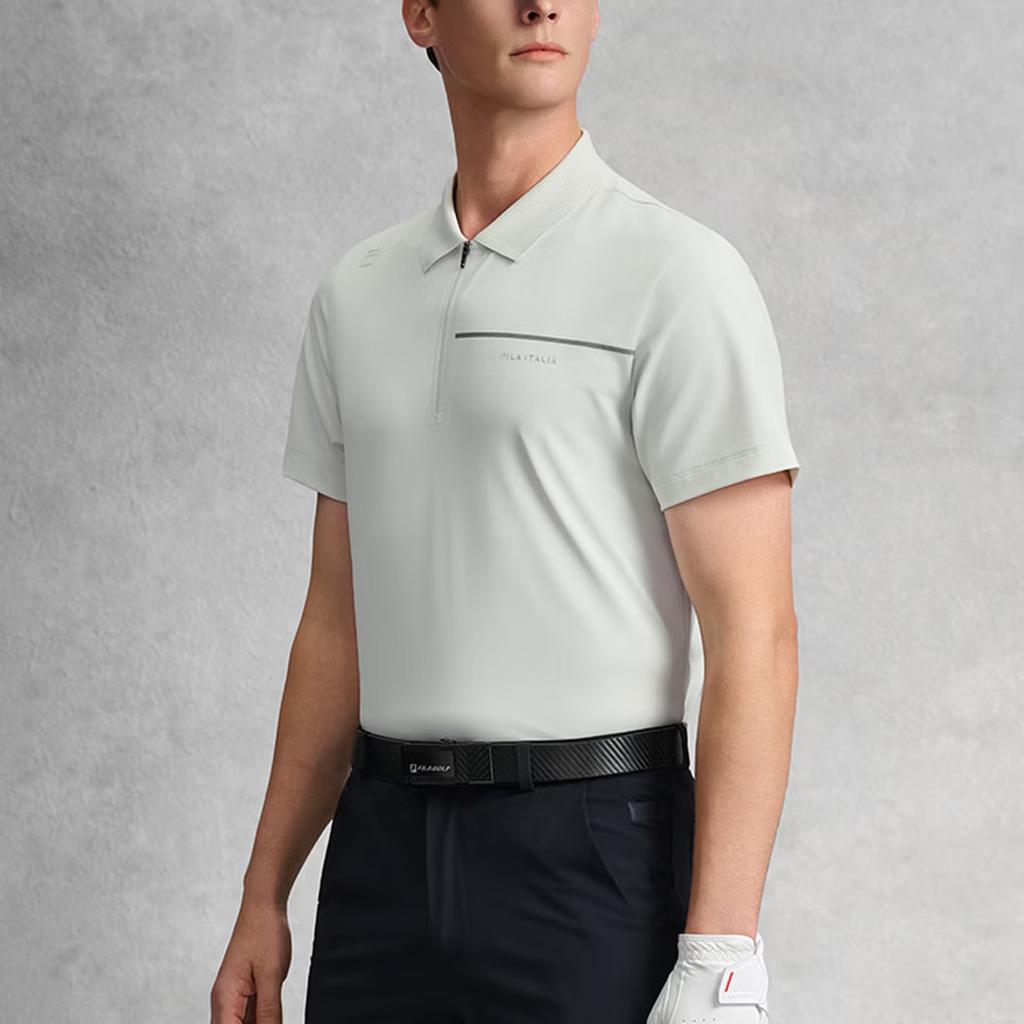 FILA Golf Series Fashion Simple Classic Sports Casual Golf Versatile Comfortable Knitted Short Sleeve Polo Shirt Men tops A11M625105FGY