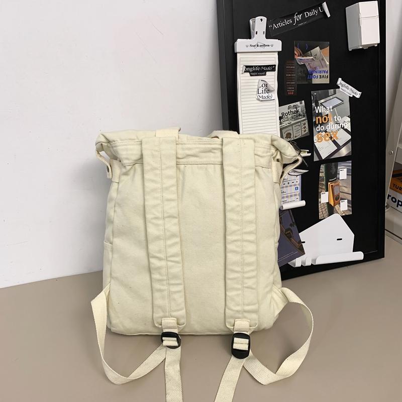 Plátěný jednobarevný studentský školní batoh Pánský velkokapacitní cestovní batoh