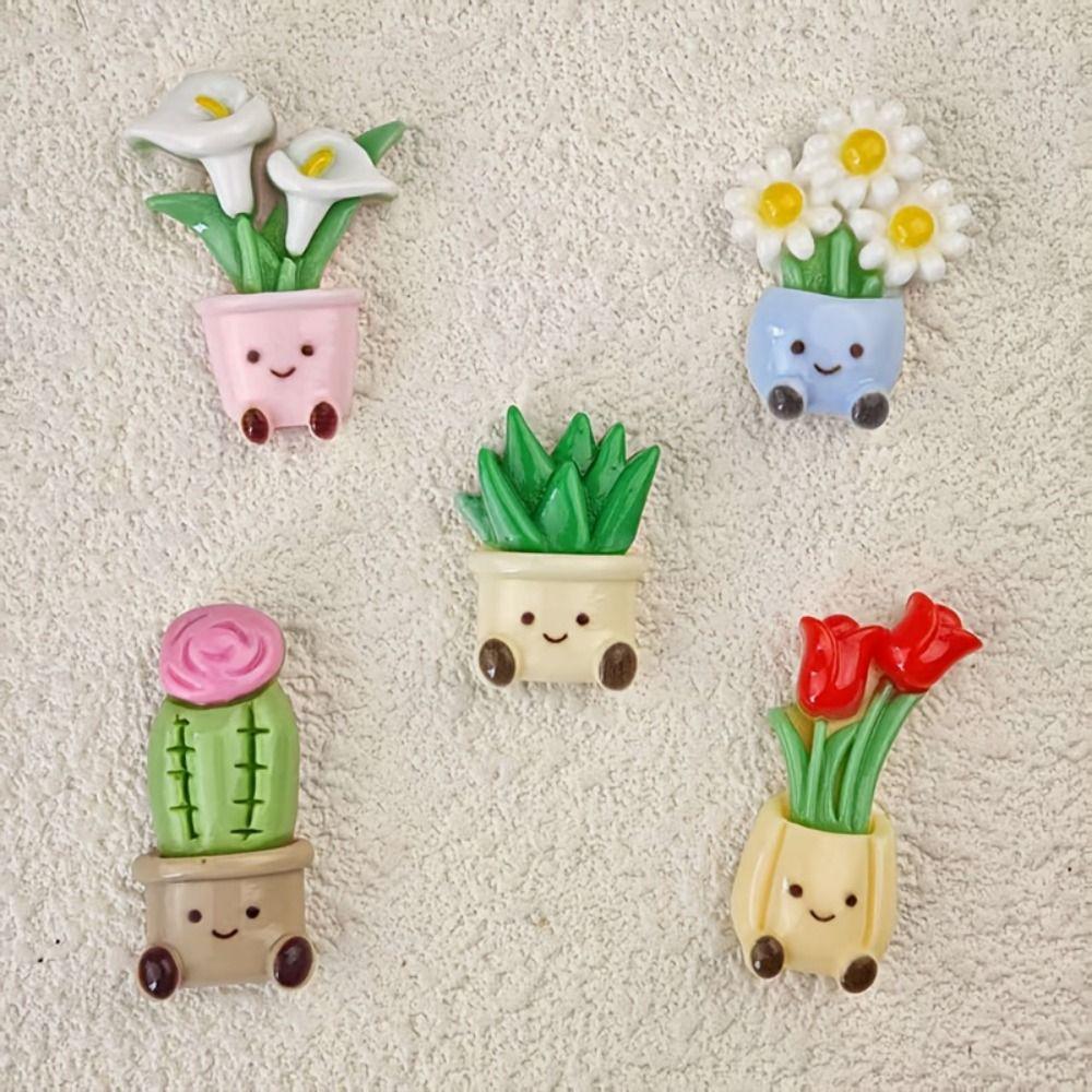 10pcs Cactus 3D Flower Refrigerator Stickers 3D Potted Plant Simulated Magnetic Stickers  Home Decor
