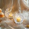Crystal Tealight Candle Holder Candlestick Candles Gold Silver Moon Shaped Tea Light  Moon Candlestick Party Table Centerpiece