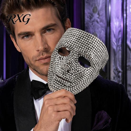 Eye-catching Festival Mask Halloween Rhinestone Full Face Mask, Sparkly Masquerade for Lightweight Dance Performance, Hip Hop Party Stage Prop