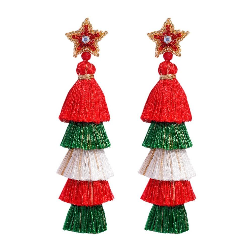 Christmas tree Merry Christmas Earrings Santa Claus Boots Ear Stud Handmade Beaded Ear Drop  Woman