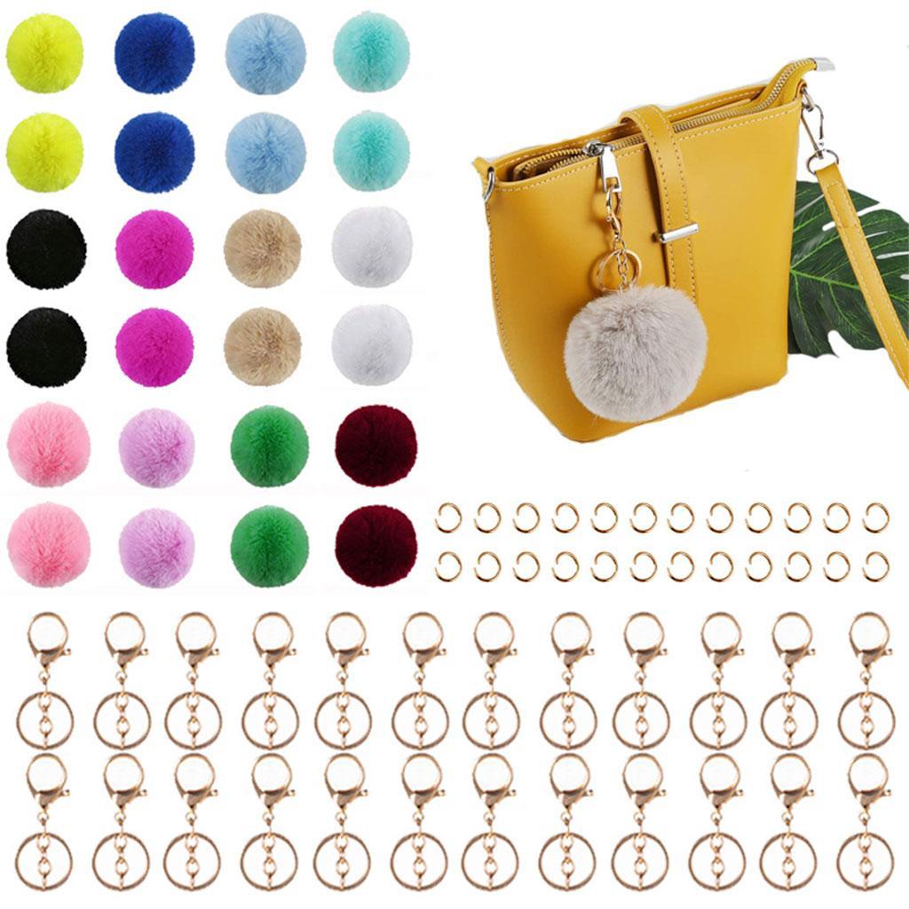 72 Pieces Keychain Kit Key Ring DIY Holder 6cm for Handbag Hats Girls