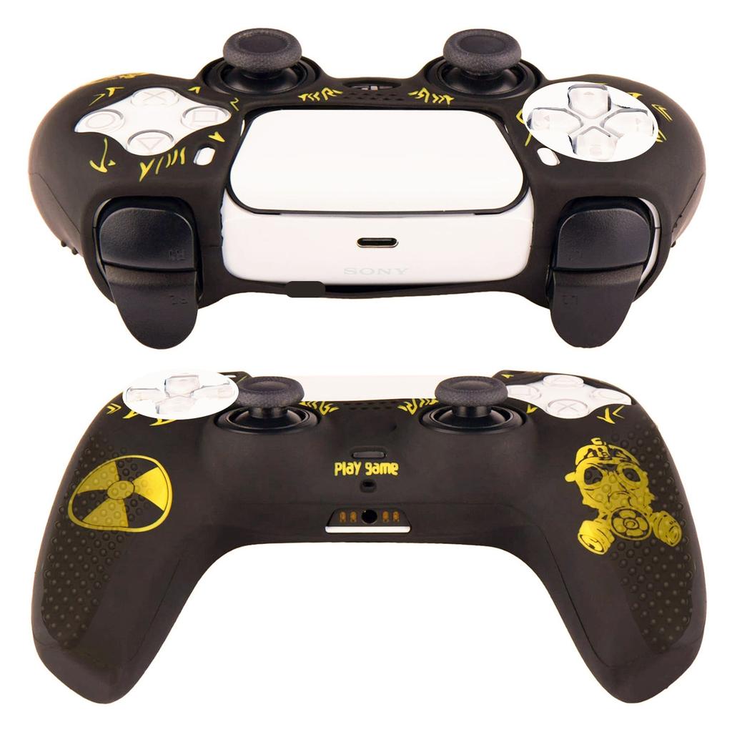 Anti-Rutsch Controller Skin für PS5 Controller Silikon Schutzhülle mit 2 Daumenstick-Aussparungen und Touchpad-Aufkleber für PS5 Controller