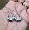 925 Sterling Silver Handmade Small Hoop Earrings, Huggies, Kundal, Tribal Earrings 2 Pc/ 1 Pair, Minimalistic Jewelry, 20 Mm Length, 2.6 Gm
