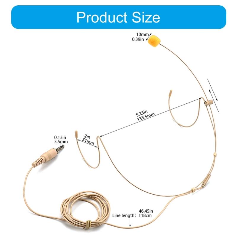 Headset Headworn Microphone 3.5mm Thread Screw Lock Head Microphone Double Earhook Headworn Mic for Stage Performances