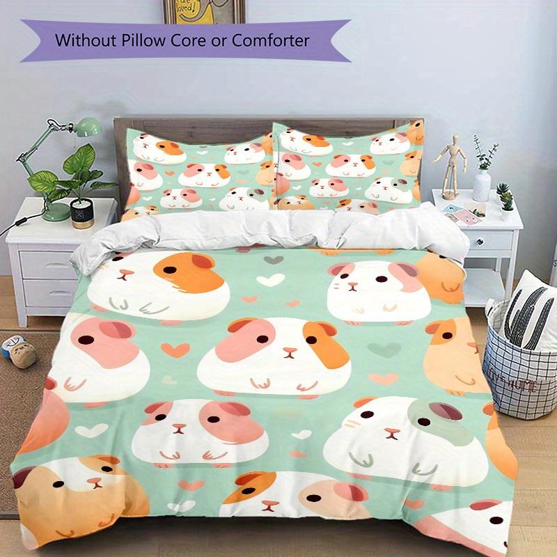 3pcs Guinea Pig Bedding Set, Suitable for Bedroom Decoration, (Includes 1 Duvet Cover And 2 Pillowcases, Quilt Not Included) yy250822148