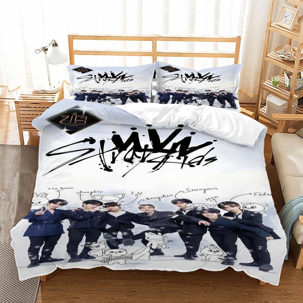 Stray Kids Digitaldruck Bettwäsche-Set Dreiteilig 3D-Druck Dreiteiliges Set