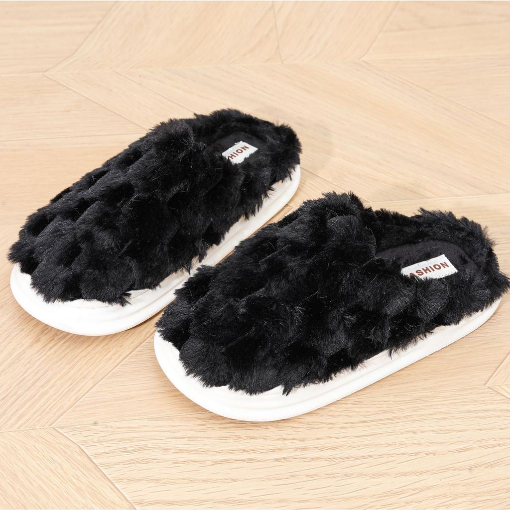 Winter couple fluffy slippers home warm fleece non-slip thick-soled golden turtle fleece indoor cotton slippers
