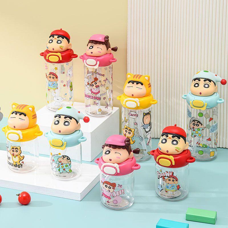 1 Piece Cute Cartoon Crayon Shin-Chan Summer Portable Strap Cup Creative 330/580Ml Straw Cup Home Ornament Unisex Holiday Gift
