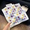 Sen green flower print fresh imitation silk scarf premium versatile square scarf neck protection scarf trendy headscarf scarf women