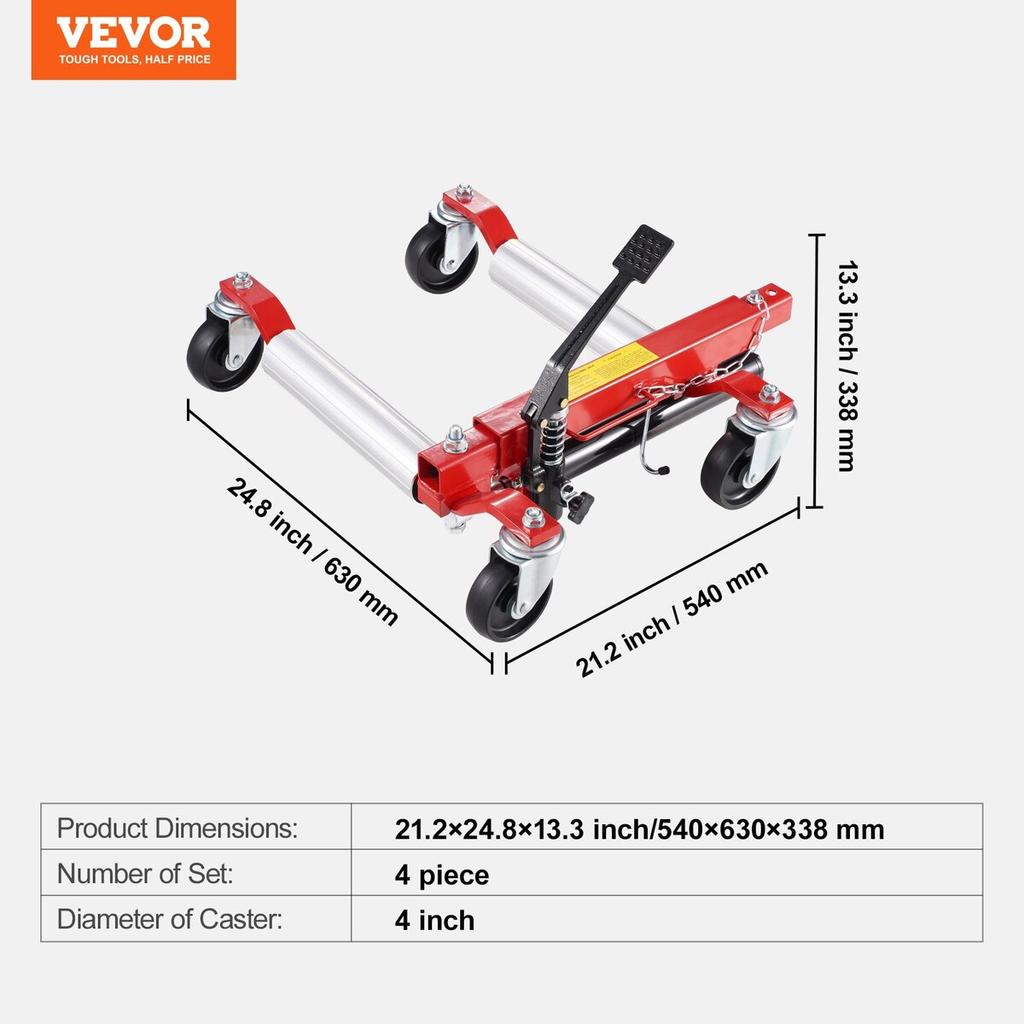 Wheel Dolly Heavy Duty Vehicle Positioning Tire Car Lifter 1500Lbs 4 Pack