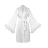 Elegant Satin Feather Sleeve Multi-color V-neck Tie-up Pajama Robe 942