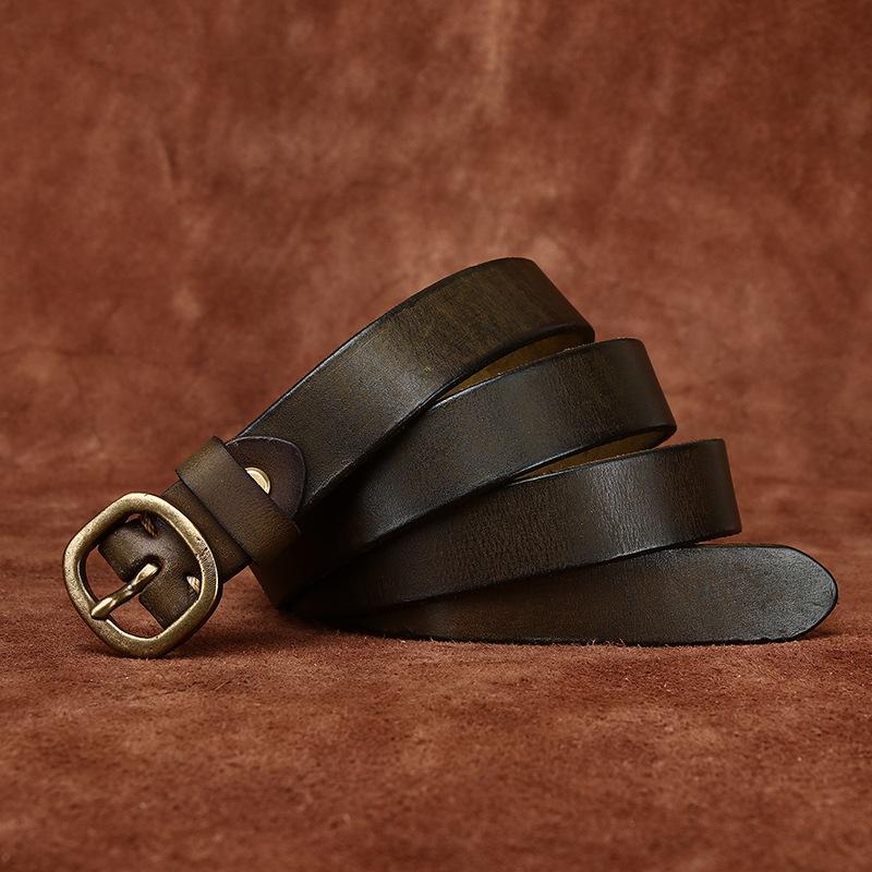 

Ретро-стиль, модный тренд, универсальный декоративный тонкий ремень для женщин, натуральная кожа, первый слой, воловья кожа, игольная пряжка, женский узкий ремень для женщин 115cm