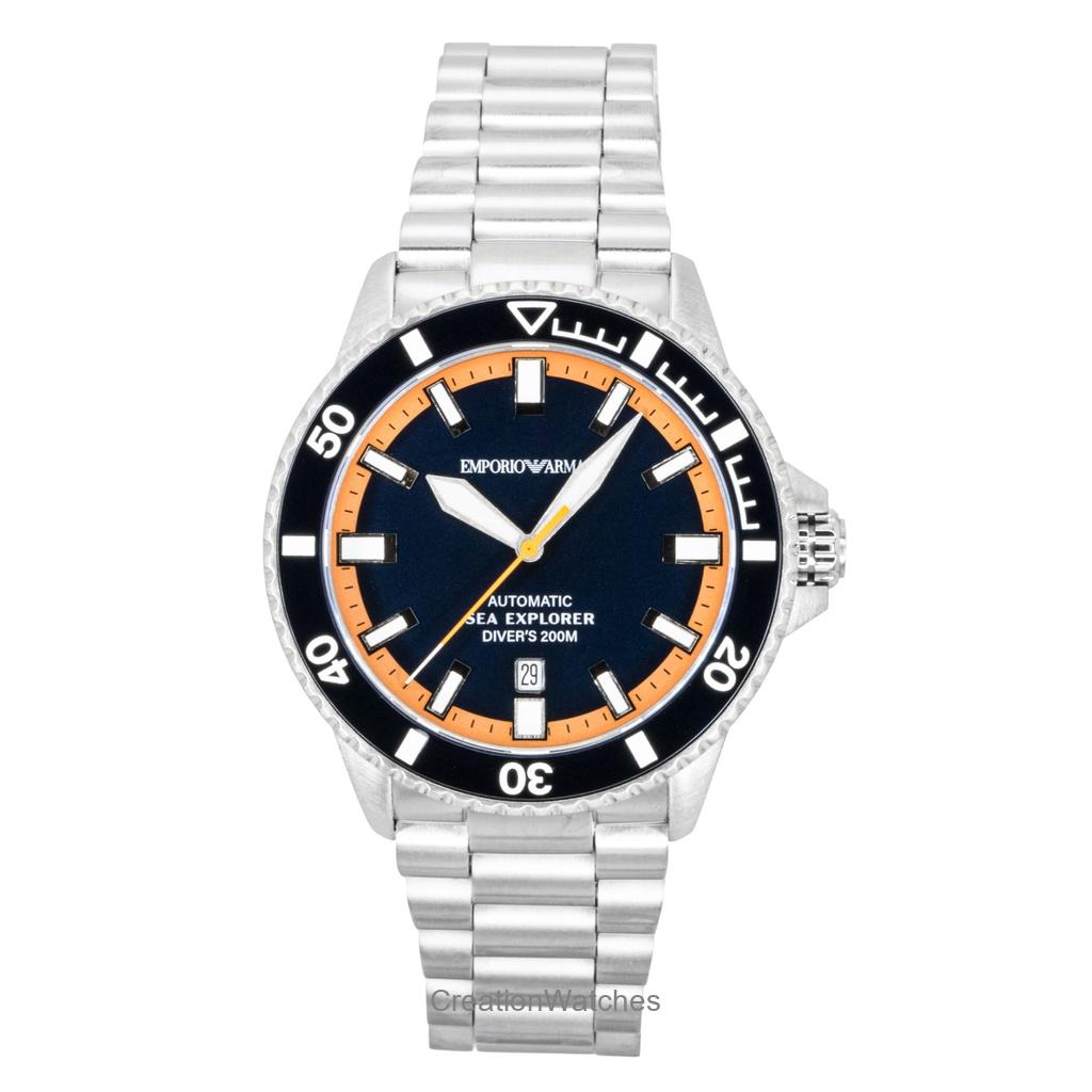 

Мужские часы Emporio Armani Sea Explorer из нержавеющей стали с синим циферблатом для дайвинга, автоматические AR60090 200M синий