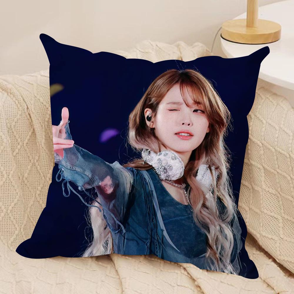 Korean Lee Ji Eun IIU Cushion Cover Silky Short Plush DoubleSided Printed Pillow Case for Sofa All Seasons Home Decor Gift