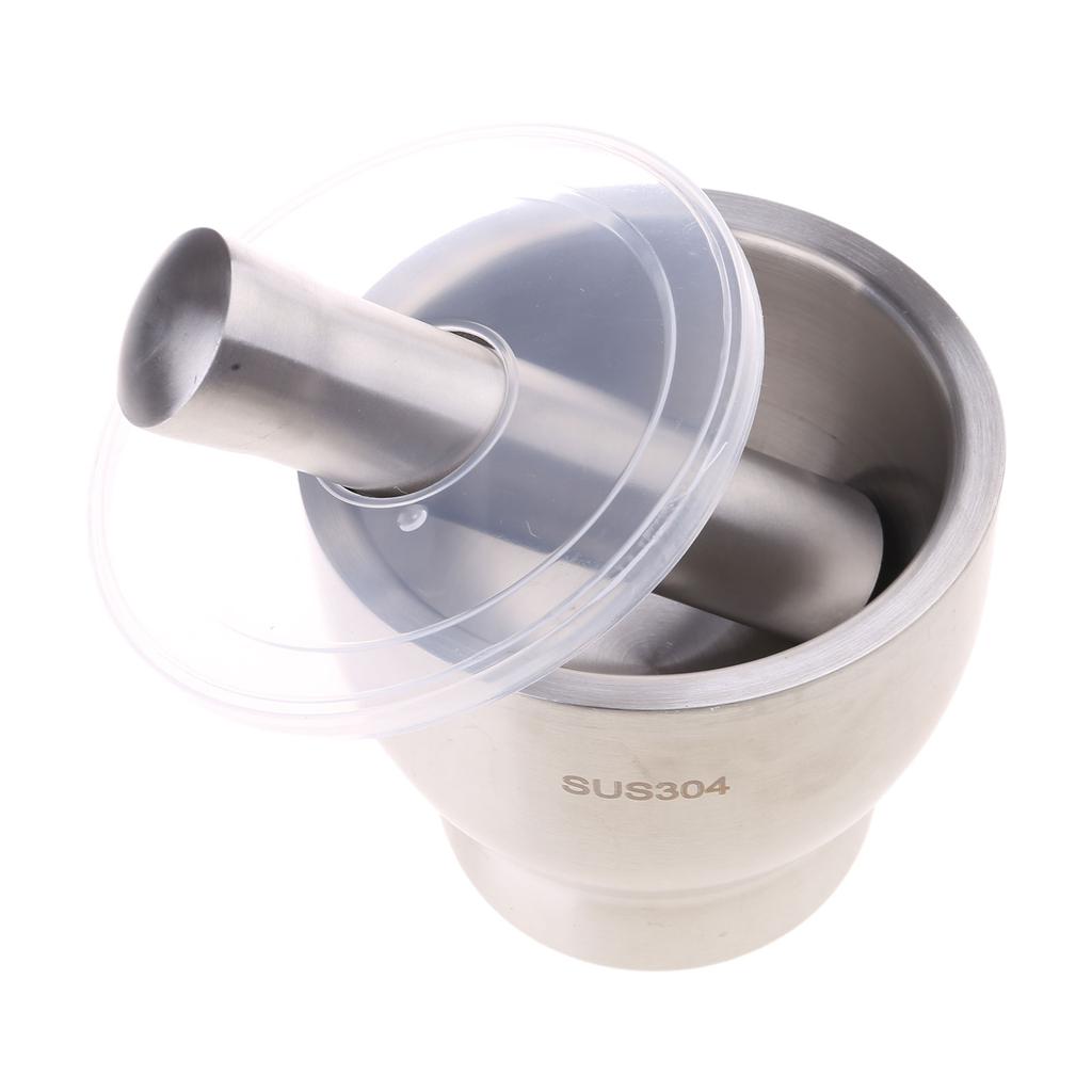 Efficient Mortar and Pestle Set Food Grinder Pills Crusher Spices Grinder 304Stainless Steel Material for Kitchen