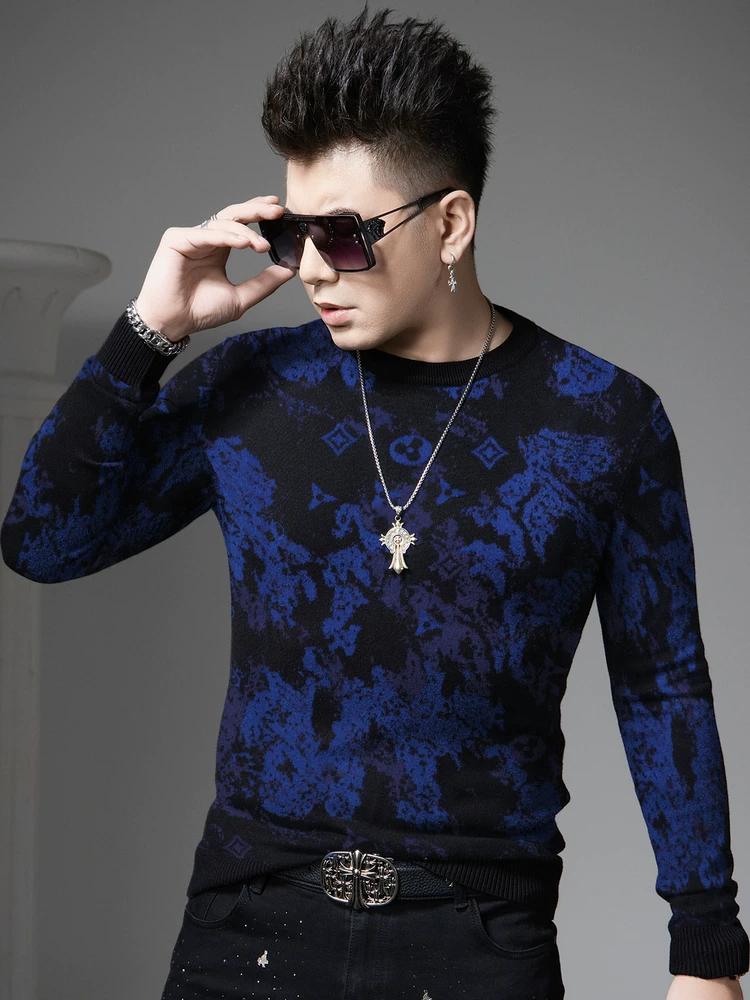 

European Style 2025 Autumn and Winter New Long-Sleeve Crew Neck Sweater Men s Casual Knitwear Trendy Brand Full Floral Knit Sweater for Men 4XL белый