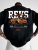 Orange Sports Car Graphic with REVS Text Print on Premium Soft Men T Shirt Perfect for Summer Urban Streetwear Style