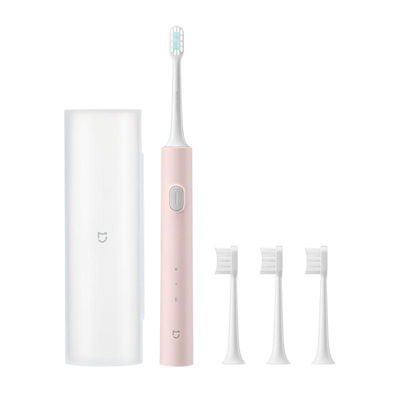 MIJIA T200/T200C Schall-Elektrische Zahnbürste, 2 Modi, 2 Bürstenköpfe, Aufhellende Zahnbürste, USB-C 25 Tage Akkulaufzeit, IPX7 Wasserdicht