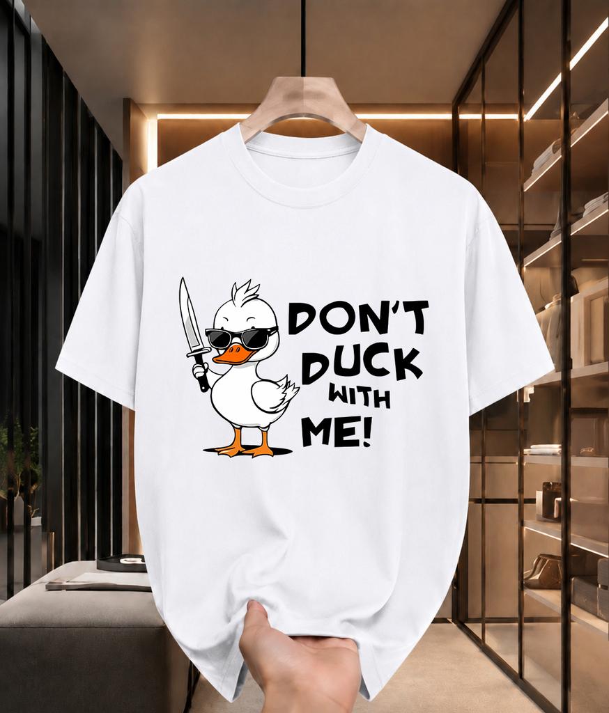 2026 New Arrival Pure Cotton Tshirt Funny Knife Duck Dont Duck With Me Pun Print Crew Neck Unisex Casual Short Sleeve