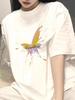 Women's Loose Fit White Cotton Shoulder T-Shirt - Summer 2025 American Style