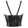 Black Faux Leather Adjustable Strap Short Women Body Shaper Waist Cincher