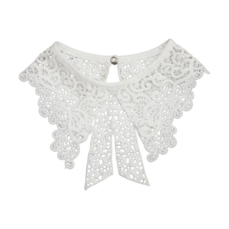 Women Elegant Embroidery Lace Neckline Fake Collar False Bowtie Bowknot Detachable Collar Fashion Clothing Accessories