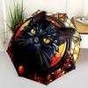 1pc Stained Glass Cat Design Automatic Folding Umbrella - Portable 3-Fold Design with 8-Bone Iron Frame, Outdoor for Fans, Travelers, Daily Use, Festi