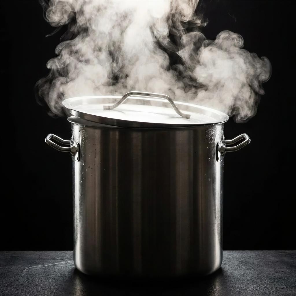 22L Stainless Steel Pot Large 30.5 Cm With Cooking Lid Silver