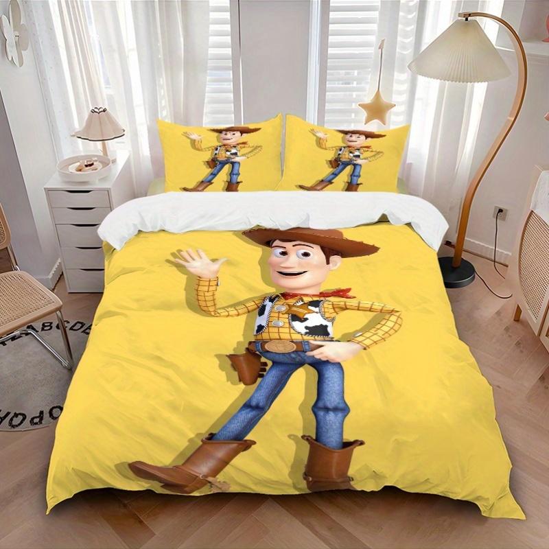 3pcs Yellow Woody Toy Story Bedding Set - 1 Soft Quilt Cover + 2 Pillowcases, Machine Washable - Suitable for All Seasons, Perfect Gift for Famil