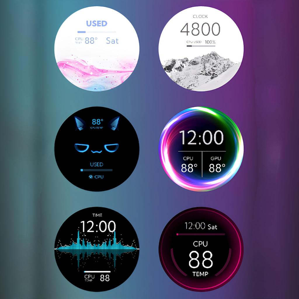 inch water cooling IPS circular screen screen 360 degree rotation wallpaper [Small Lab] 2.1 sub-screen built-in (white)