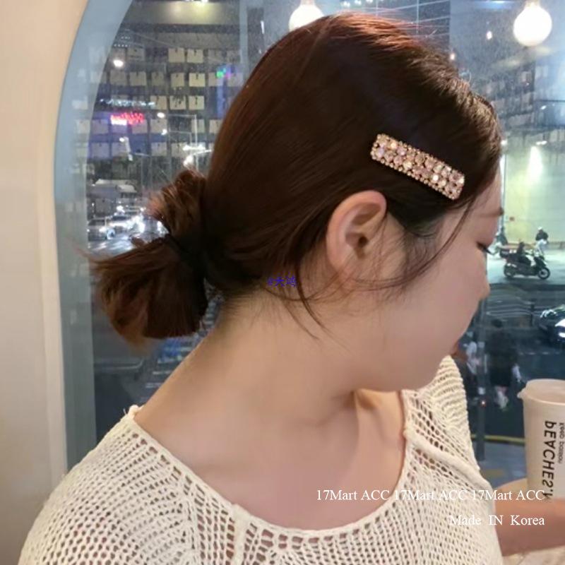 Koreańska Kwadratowa Spinka do Włosów z Cyrkoniami - Lekki Luksus, Wszechstronna Wsuwka