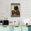 Vintage Black Cat Coffee Poster More Espresso Less Depresso Wall Sign Novelty Metal Tin Sign Home Vintage Art Decor Iron Painting 8X12 Inch