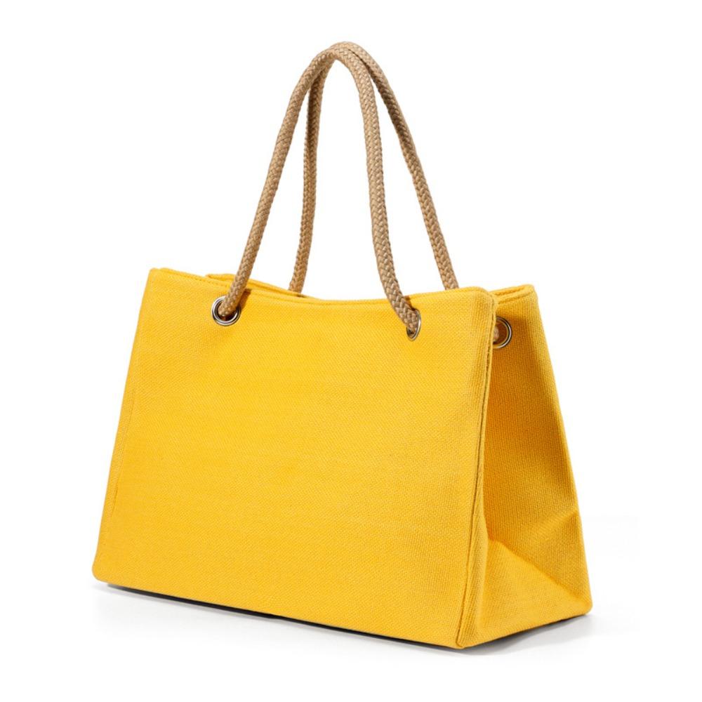 

Shoulder Bag Linen Tote Bag Beach Bag Ethnic Style Handba Casual Solid Color Handbag Women