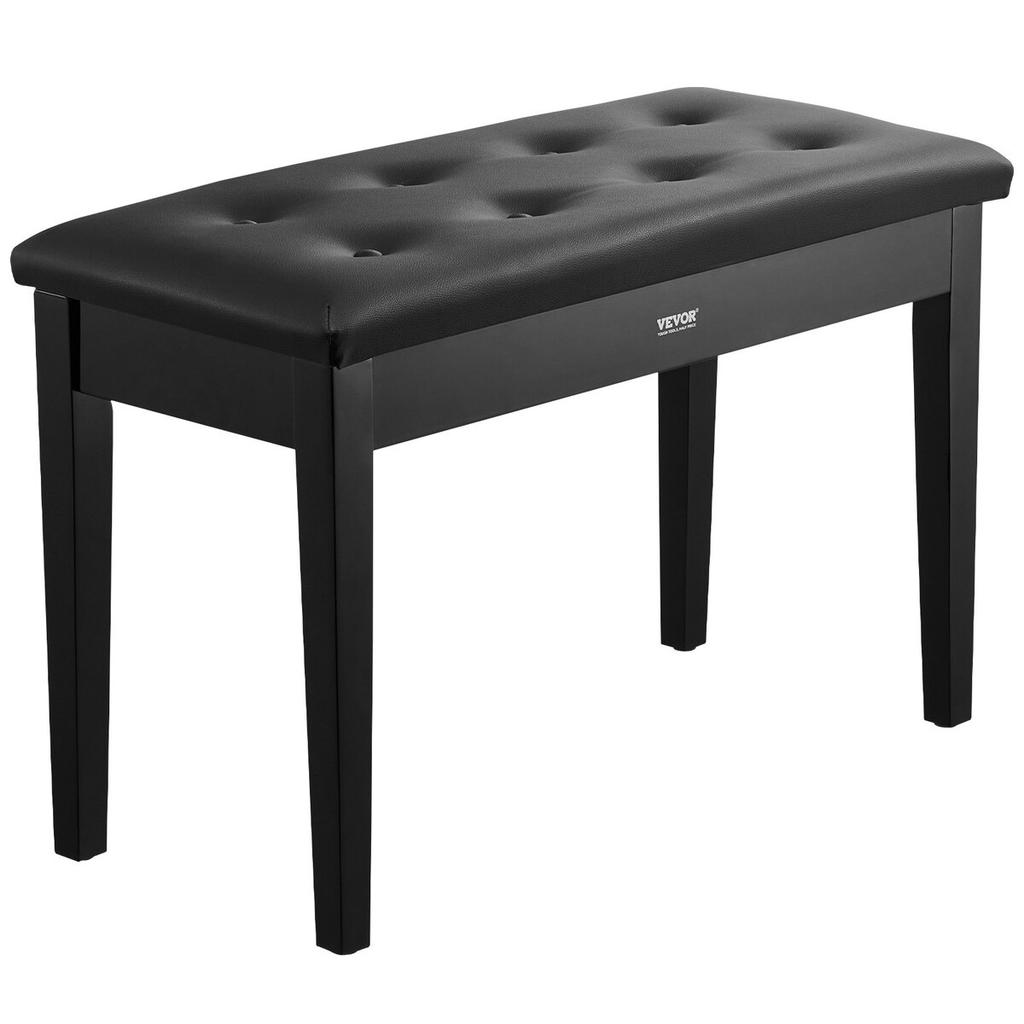 Duet Piano Keyboard Bench Storage Padded Seat Wooden Vanity Bookcase Stool