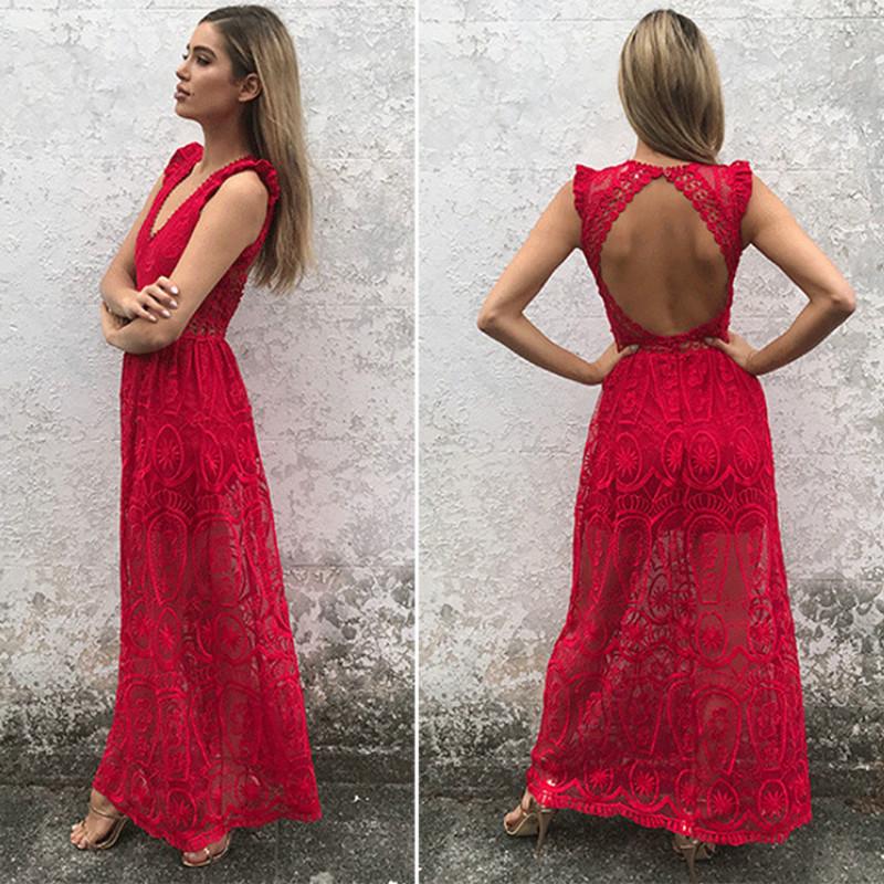 Buy Sexy Hollow Out Lace Dress Women 
