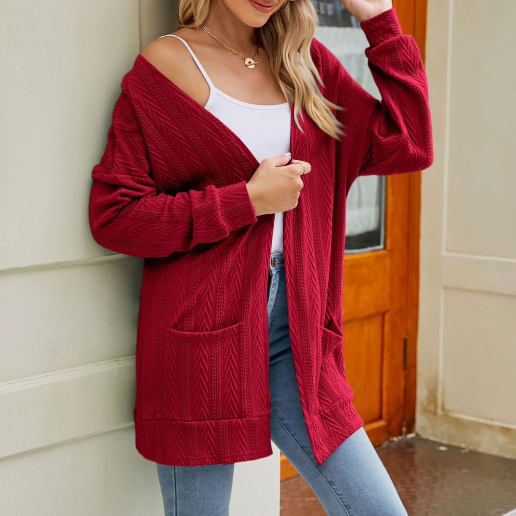 Women's Fashion Lightweight Long Casual Cardigan Double Side Pockets Front Open Loose Breathable Jacket