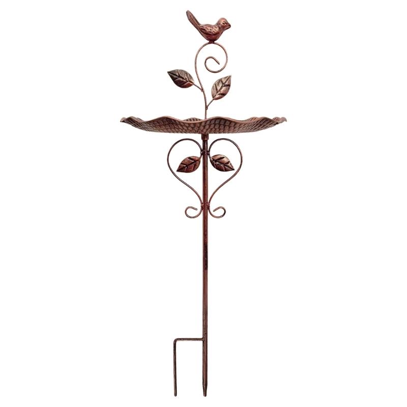 Antique Metal Garden Planter And Bird Feeder Weather Resistant Outdoor Decoration For Patios Balcony Or Yard Landscaping