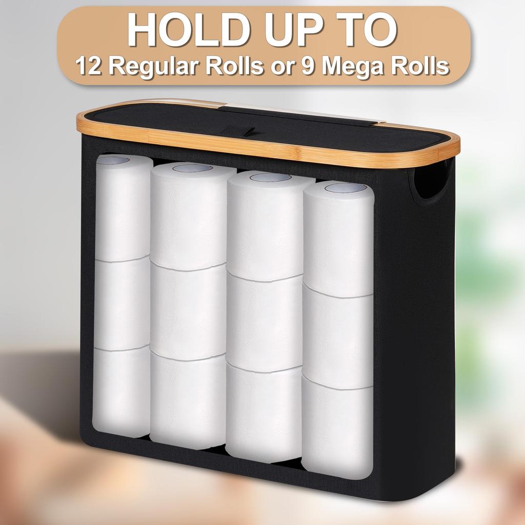Toilet Paper Basket 28L Toilet Paper Storage with Lid for Bathroom Free Standing Holder Organizer Holds Up to 9-12 Rolls