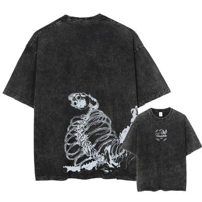 Printed Anime Attack On Titan Manga Washed T Shirt Streetwear Hip Hop Novelty T-Shirt Anime Tees Tops Short Sleeve Street Unisex