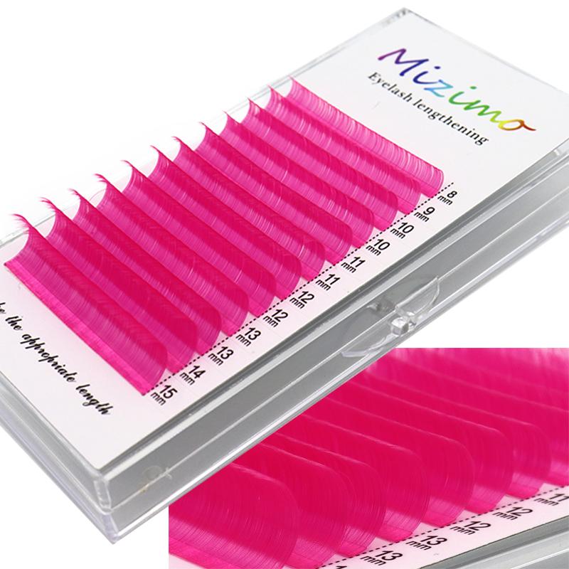 MIZIMO Rote einzelne gepfropfte falsche Wimpern, Augen-Make-up-Tools, natürlich, weich und verlängert. C/D, 0,07 mm, 8–15 mm