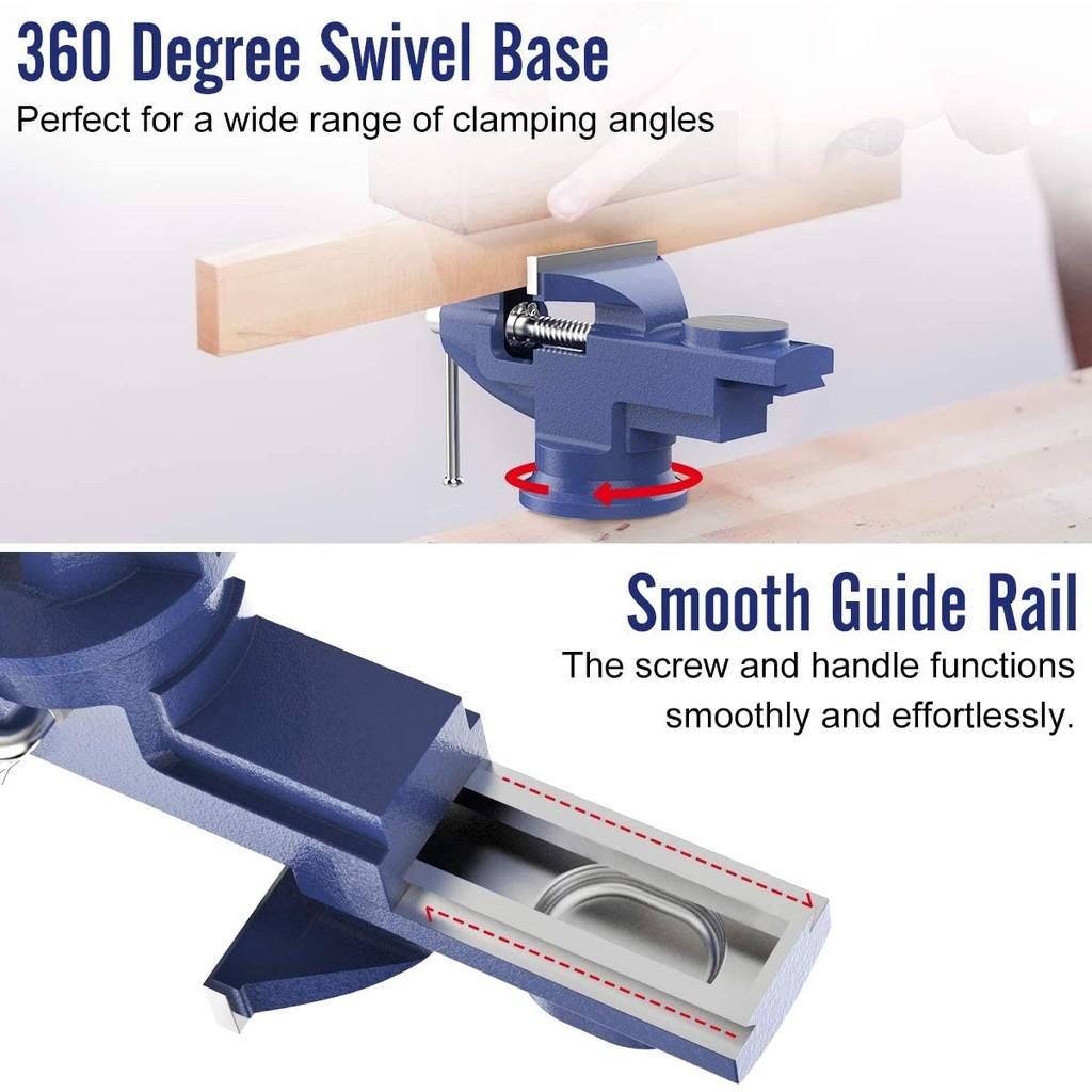 60mm 70mm 80mm Swivel Base Table Vise Clamp Heavy Duty Woodworking Clamp Ragum Clamp Table Work Bench Vice