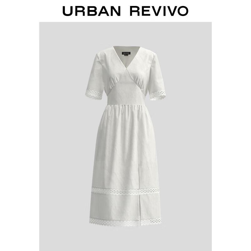 

UR Women s Lace Trim Slit Short Sleeve Dress M