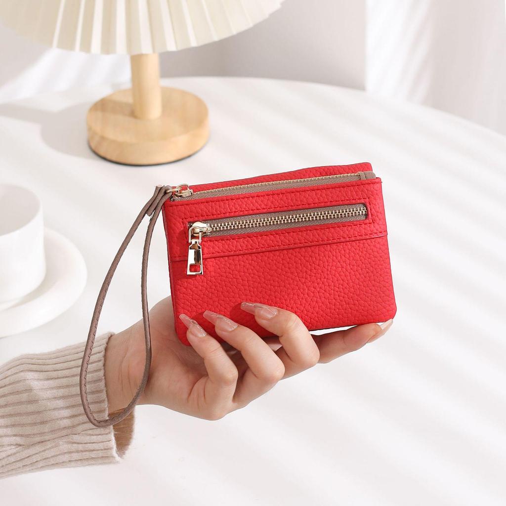 Women's Large Capacity Frosted Double Zipper Long Wallet & Clutch