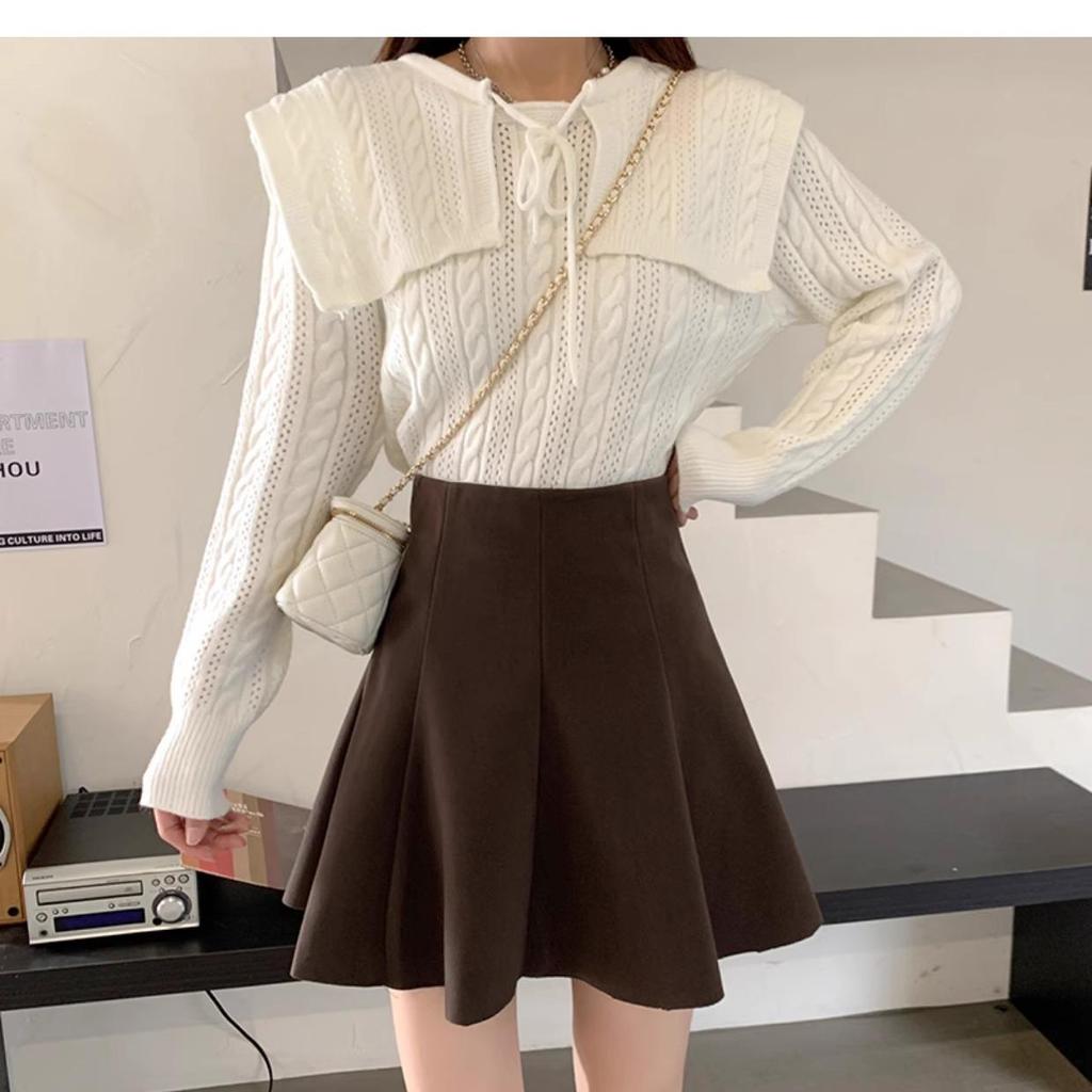 2023 Autumn & Winter Women's High-Waist Korean Style Corduroy A-Line Skirt with Anti-Exposure Design