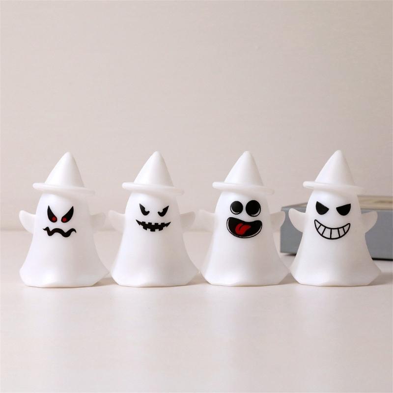 4Pcs Luminated Ghostly Figurine Desk Light Halloween Night Lamp Decoration For Table Mantels Kitchen Countertops Shelf