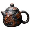 Rotating upside-down aircraft kettle fully carved handmade purple pottery teapot Kung Fu tea set Fengming kettle Xishi teapot