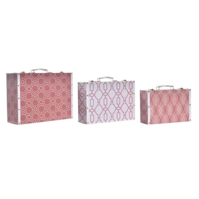 Set de boîtes décoratives - DKD Home Decor - Toile Bois - 40 x 31 x 15 cm - 3 pièces - Contemporain